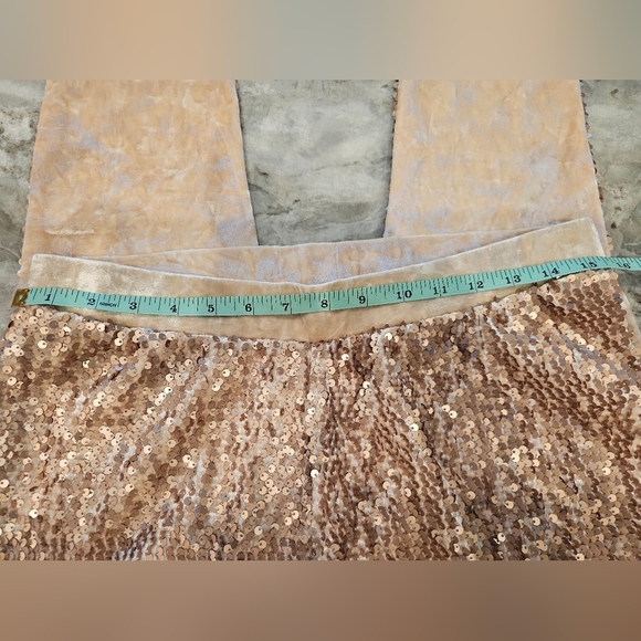 Midnight Velvet Bronze Cream Sequin Pull-On Pants – Stretch Waist, Medium - Picture 11 of 12